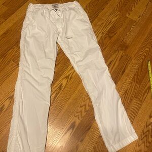 Express Pants Mens 32 34 White Broken-In Ripstop Drawstring Casual Beach HTF EUC